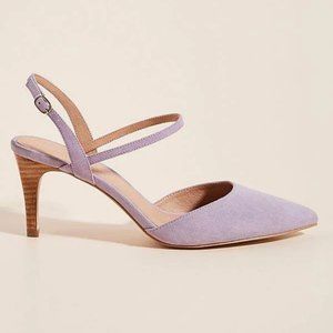 NWOB Anthropologie Lucille Slingback Heels in Lavender Suede, size 7.5M